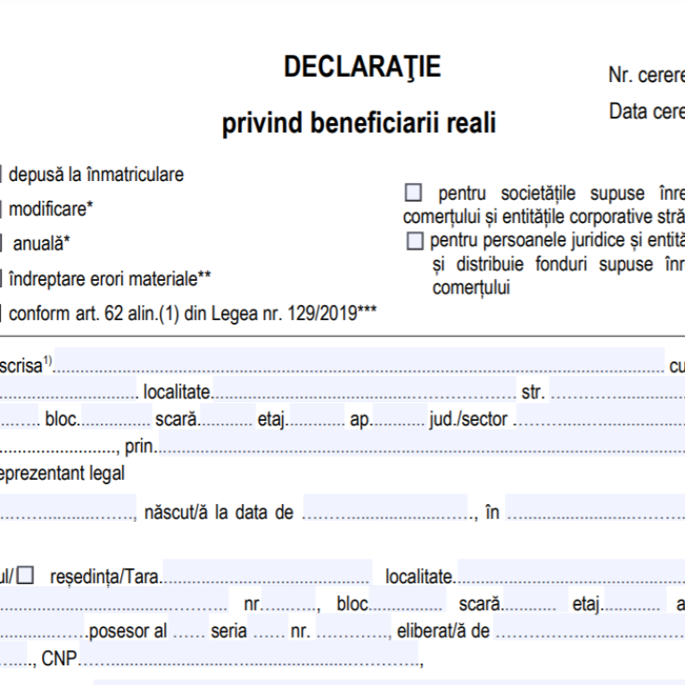Declaratie privind beneficiarul real